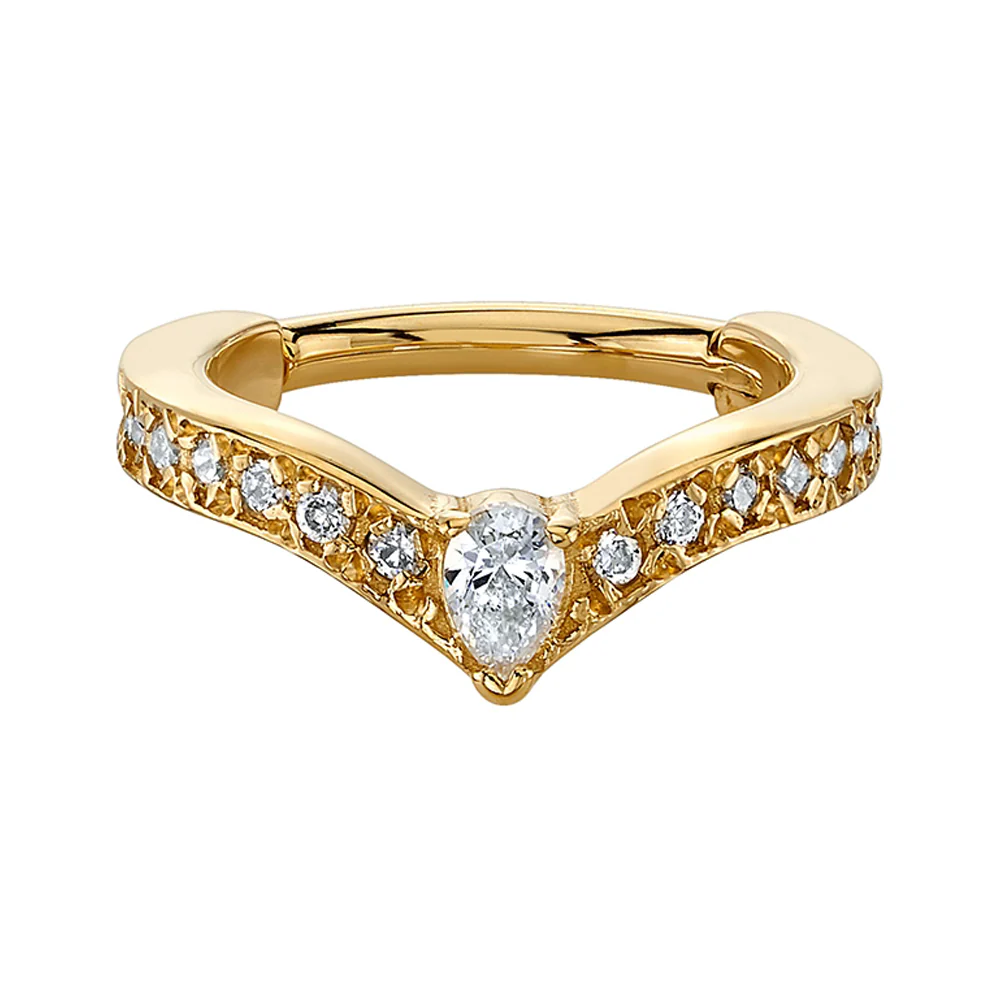 "Cherish Pear" Hinge Ring in Gold with DIAMONDS - Image 2