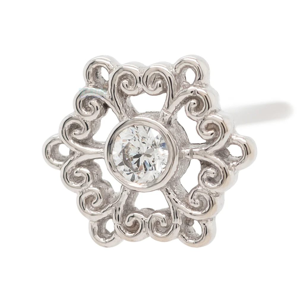 "Chloe" Nostril Screw in Gold with White CZ