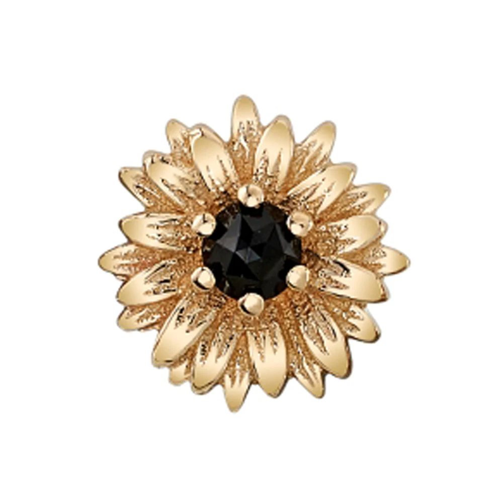 Chrysanthemum Threaded End in Gold with Rose Cut Onyx - Image 2