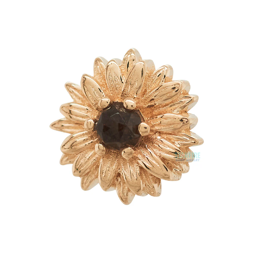 Chrysanthemum Threaded End in Gold with Rose Cut Smoky Quartz - Image 2