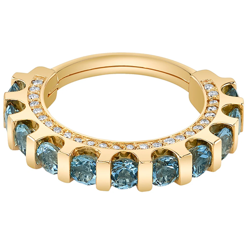 "Cirrus" Hinge Ring in Gold & Platinum with Aquamarine & Diamonds