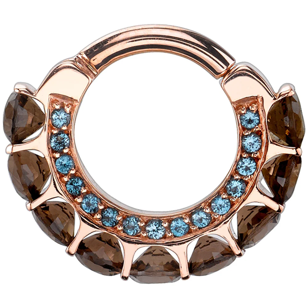 "Cirrus" Hinge Ring in Gold & Platinum with Smoky Quartz & Swiss Blue Topaz - Image 2