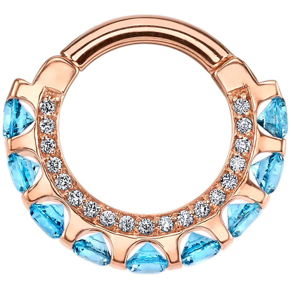 "Cirrus" Hinge Ring in Gold & Platinum with Swiss Blue Topaz & Diamonds - Image 2
