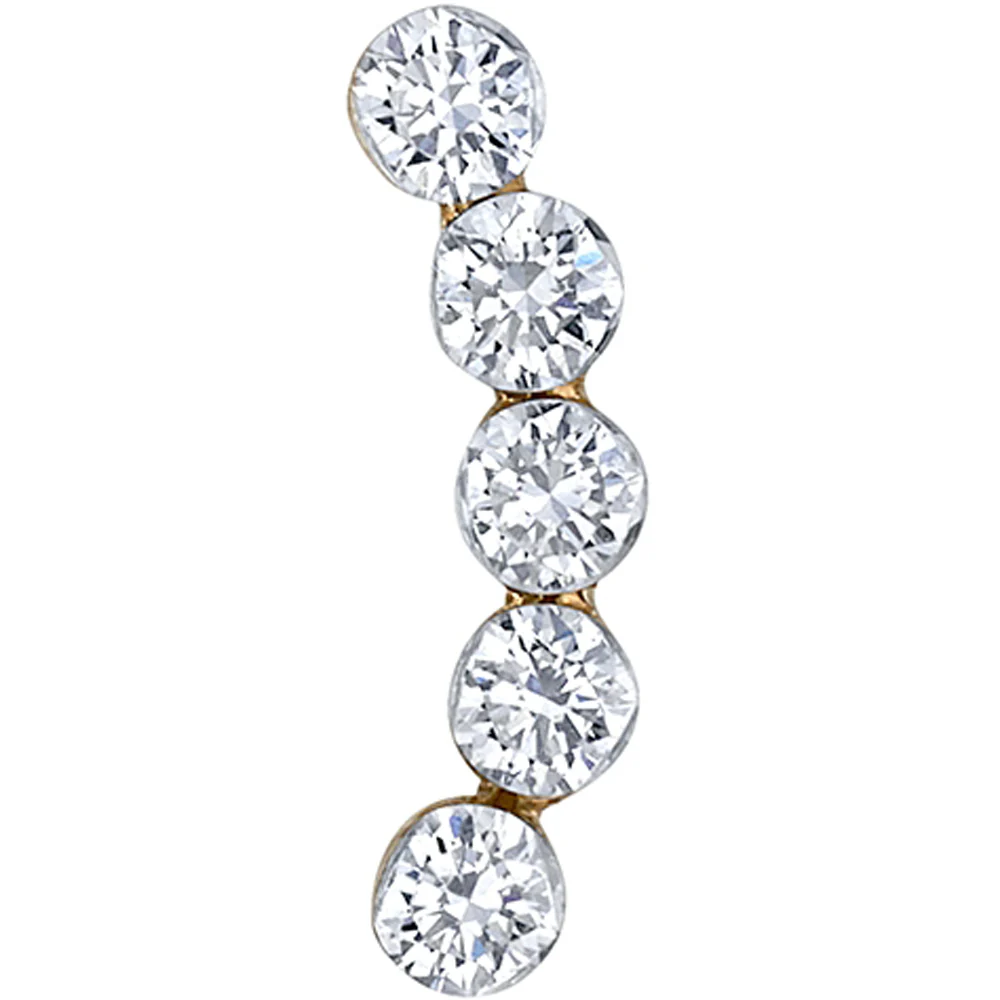 "Cisne" Threaded End in Gold with White CZ's - Image 2
