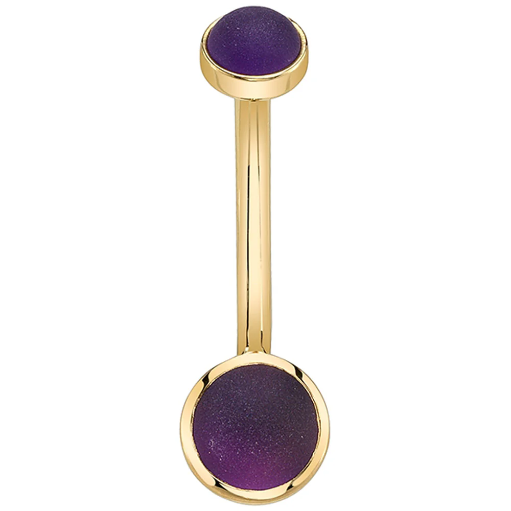 Classic Cup Navel Curve in Gold & Platinum with Sandblasted Amethyst - Image 2