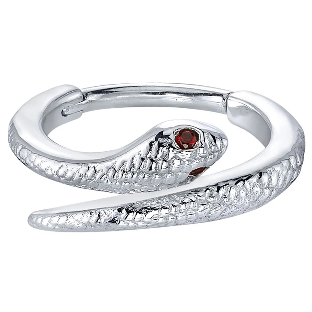"Cobra" Hinge Ring in Gold with Garnet Eyes