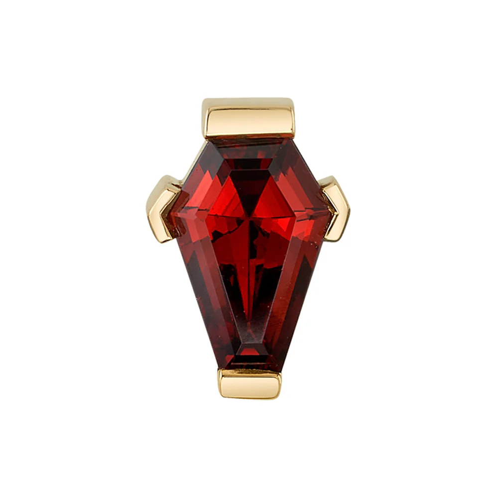"Coffin" Prong-Set Threaded End in Gold with Garnet - Image 2
