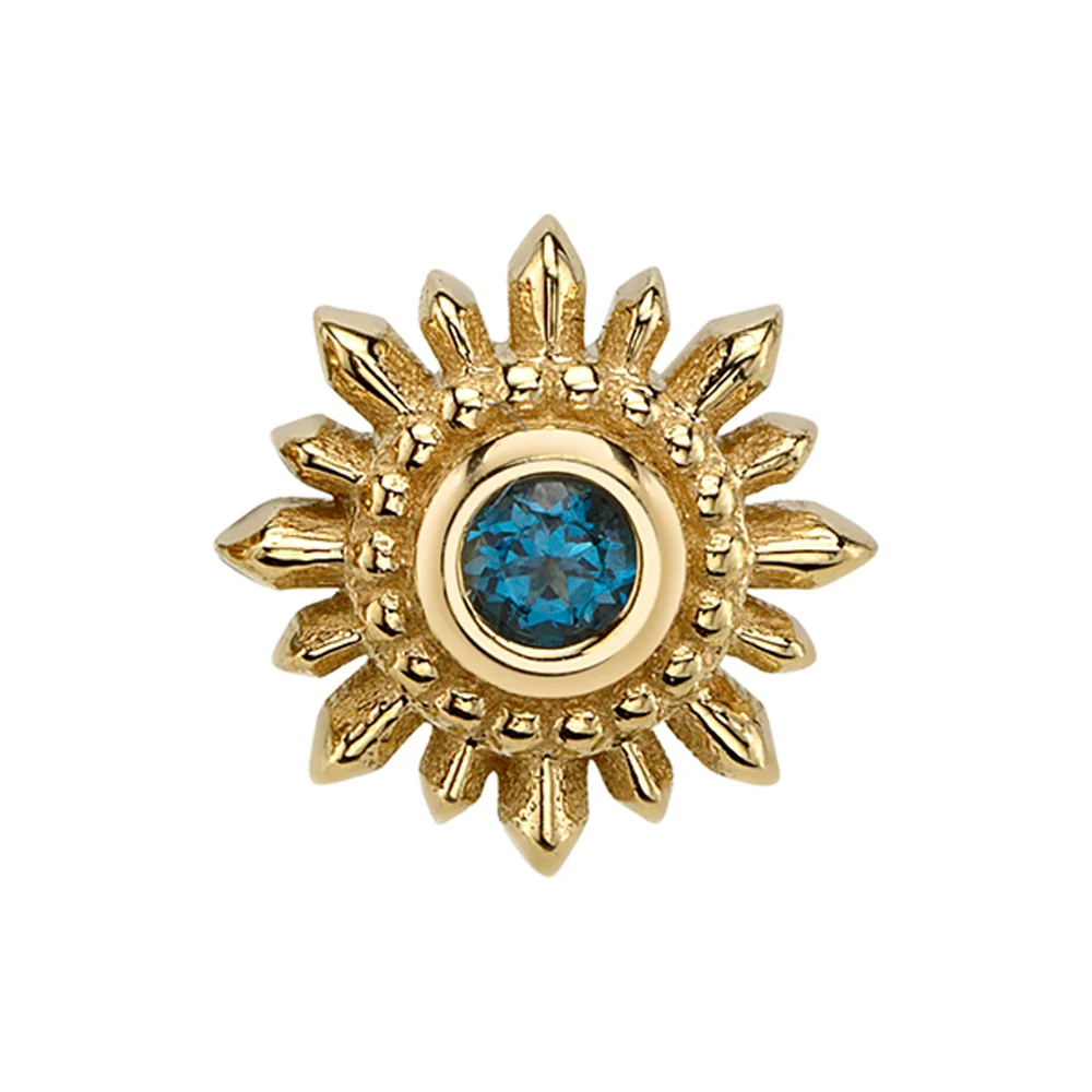 "Mini Compass" & "Compass" Threaded End in Gold with London Blue Topaz - Image 2