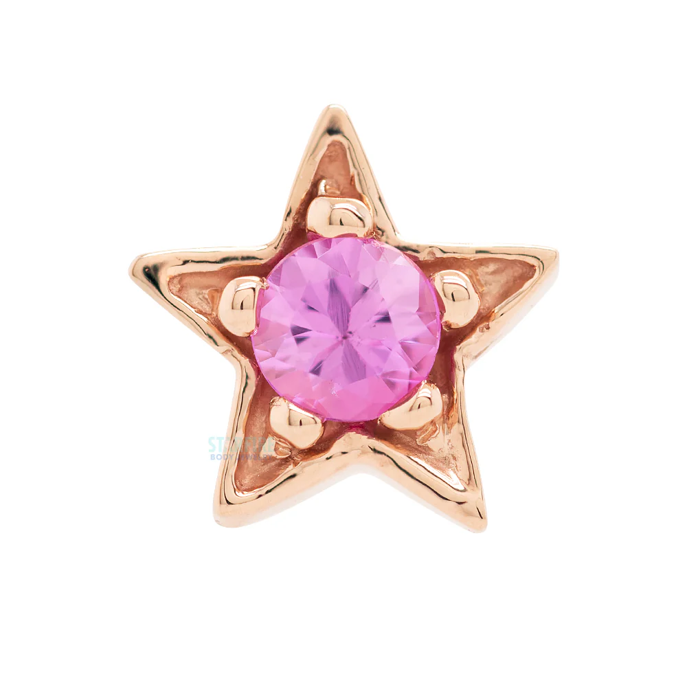Concentric Star Threaded End in Gold with Pink Tourmaline - Image 3