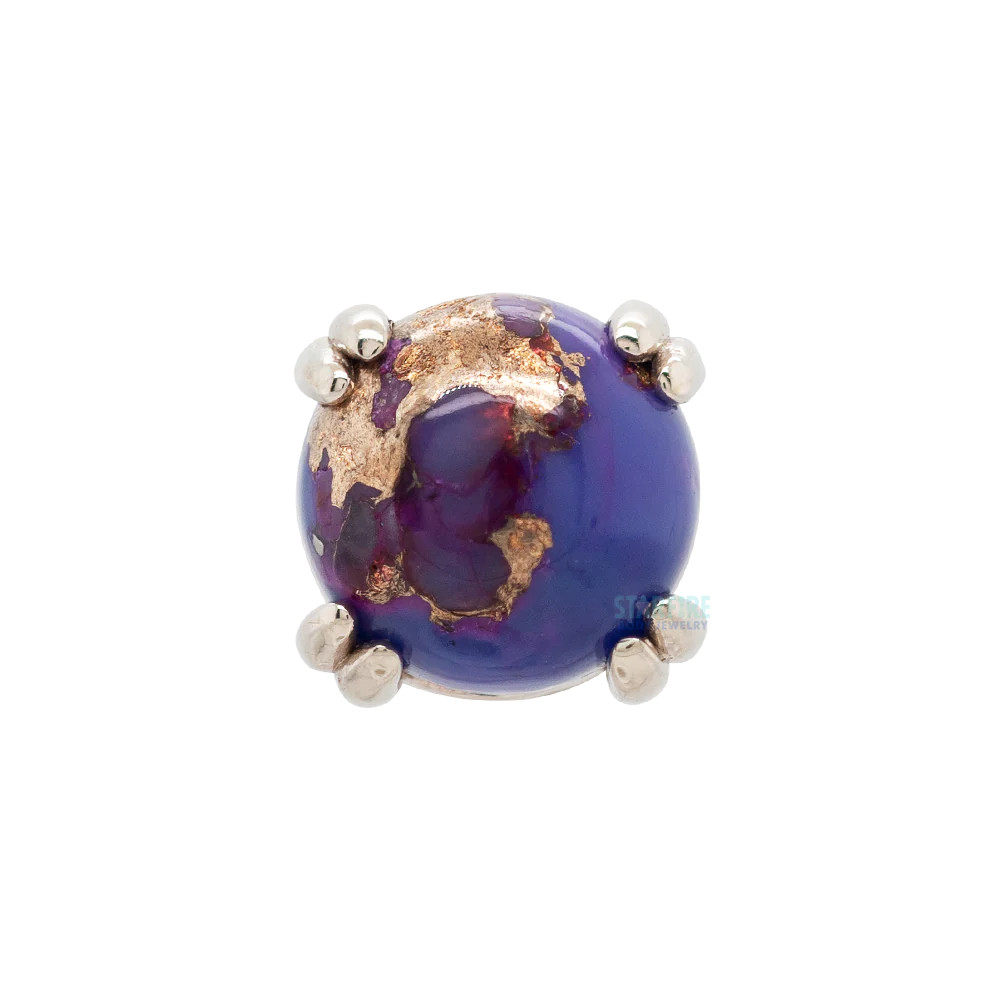 Copper Purple Turquoise Cabochon Prong Set Threaded End in Gold - Image 3