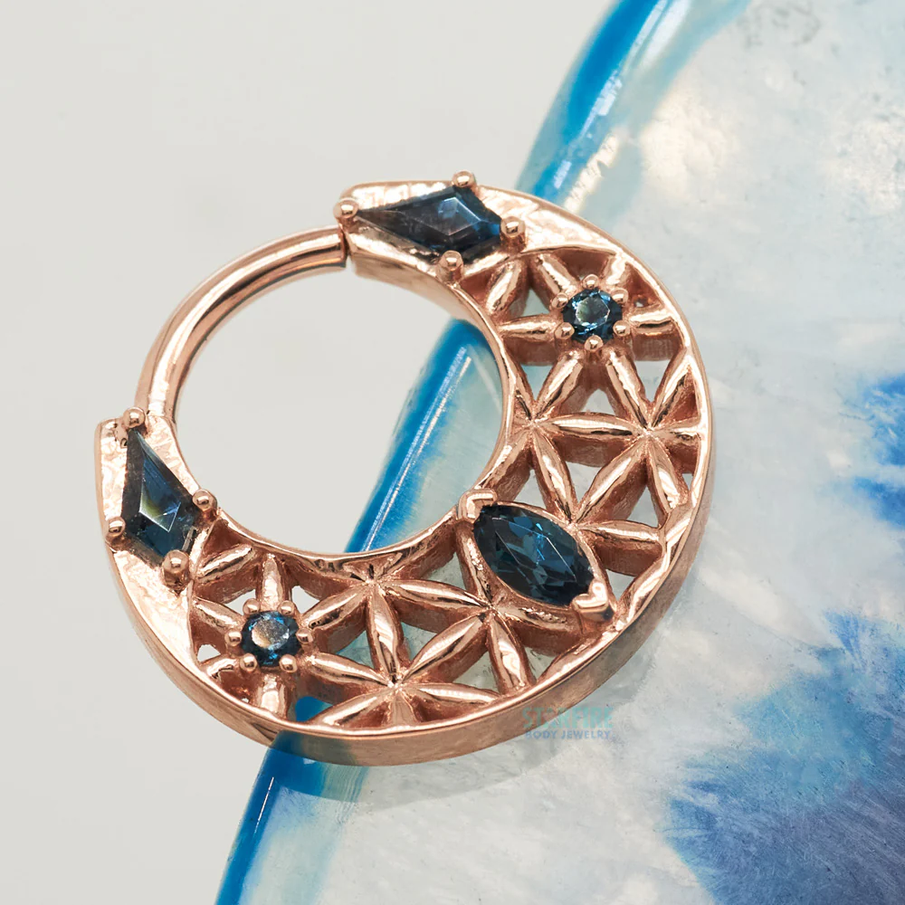 "Cosmic Owl" Hinge Ring in Gold with London Blue Topaz' - Image 2