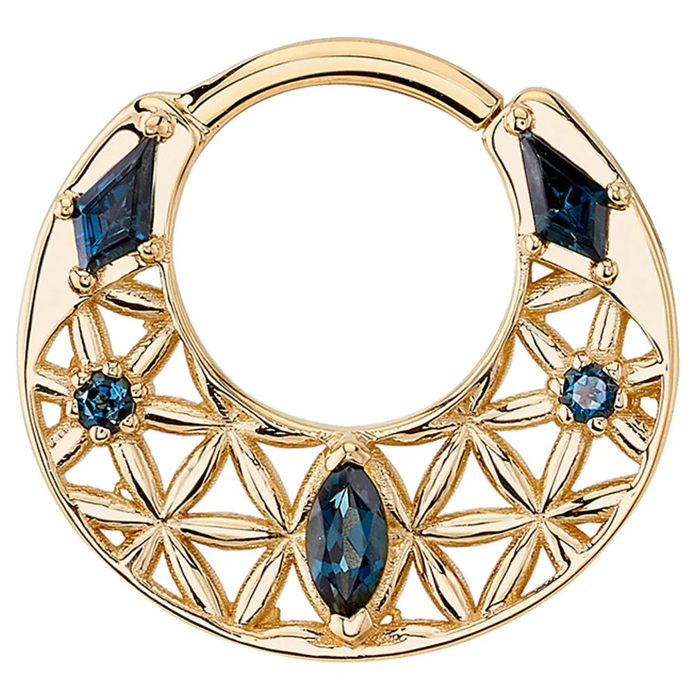 "Cosmic Owl" Hinge Ring in Gold with London Blue Topaz' - Image 3