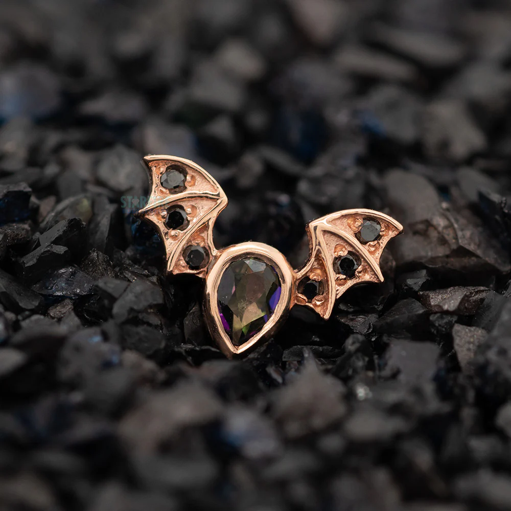 "Countess" Threaded End in Gold with Mystic Topaz & Black Diamonds - Image 2