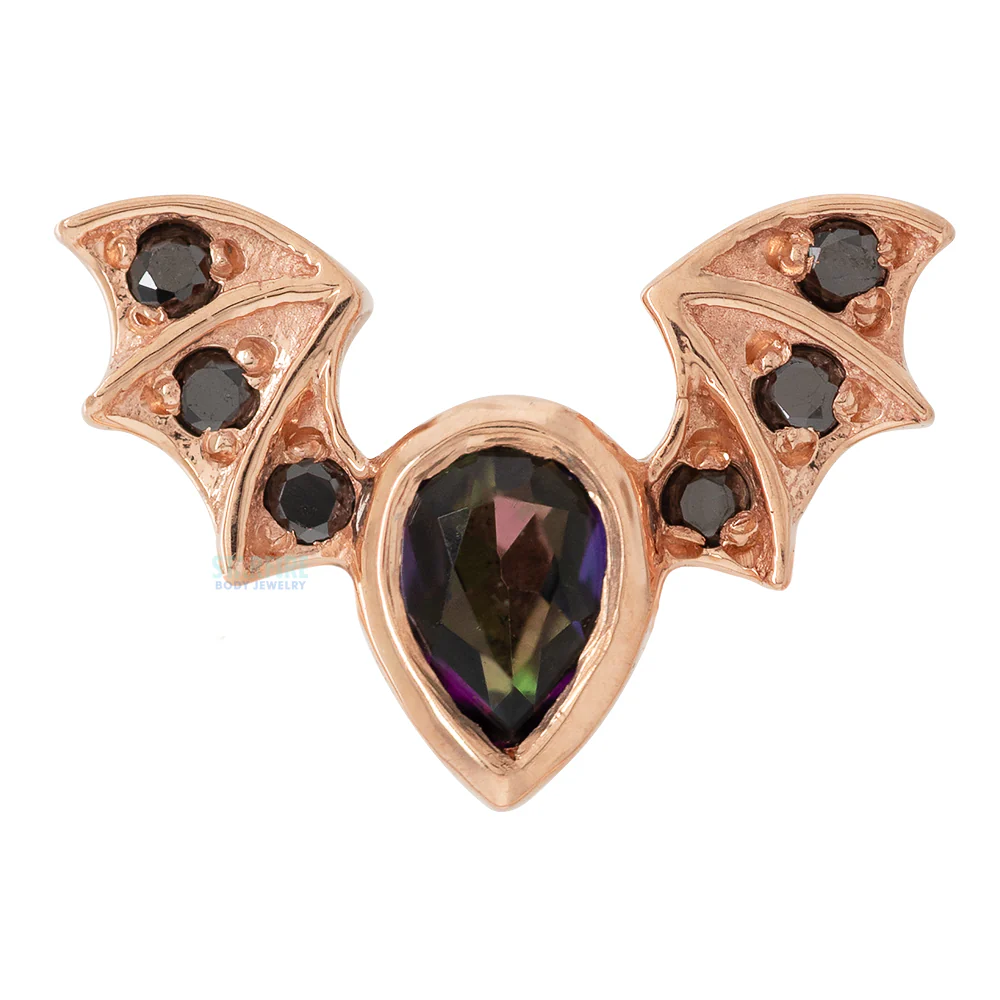 "Countess" Threaded End in Gold with Mystic Topaz & Black Diamonds - Image 3