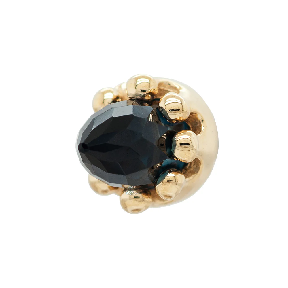 Crown Bullet Threaded End in Gold with Faceted London Blue Topaz - Image 3