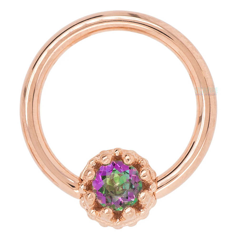 Crown Captive Bead Ring (CBR) in Gold with Mystic Topaz - Image 4