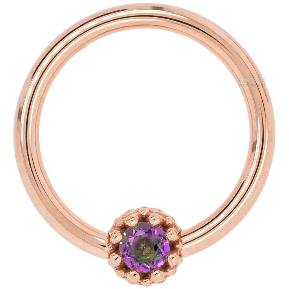 Crown Captive Bead Ring (CBR) in Gold with Mystic Topaz - Image 5