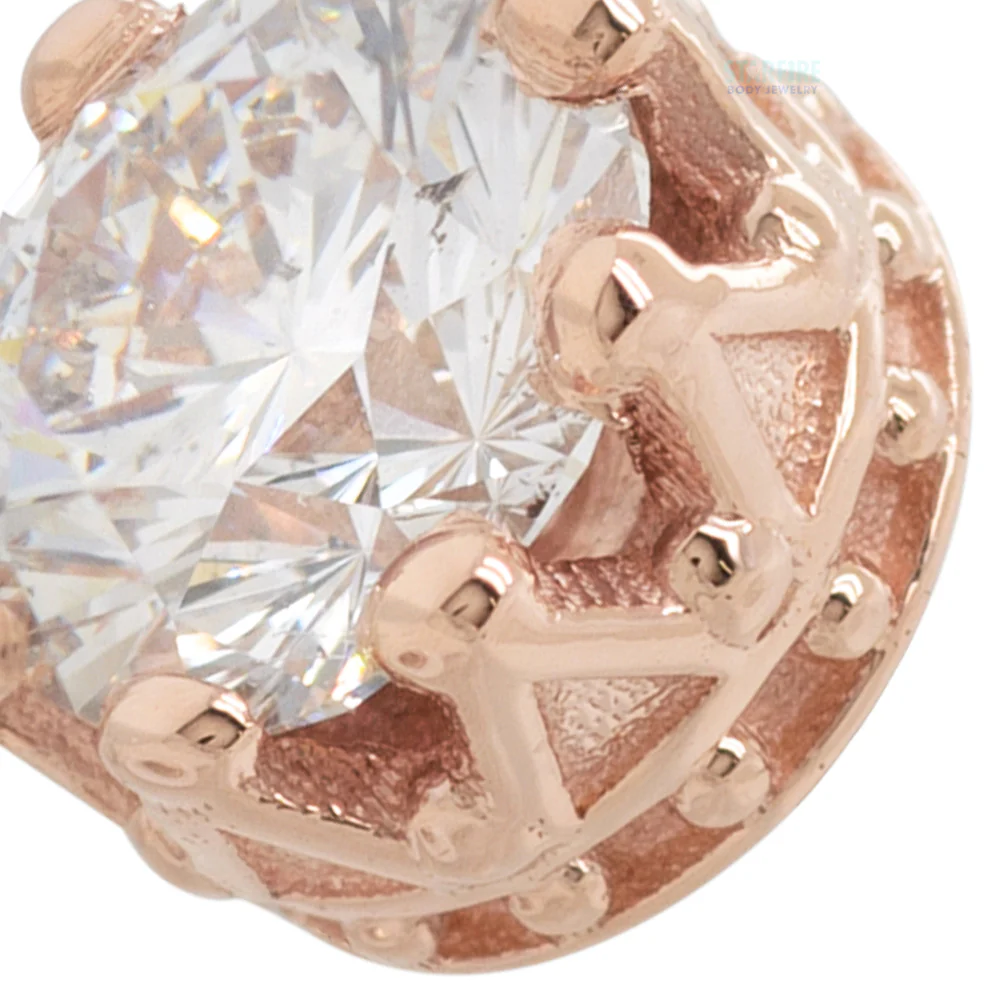 Crown Prong Threaded End in Gold with Diamond - Image 2