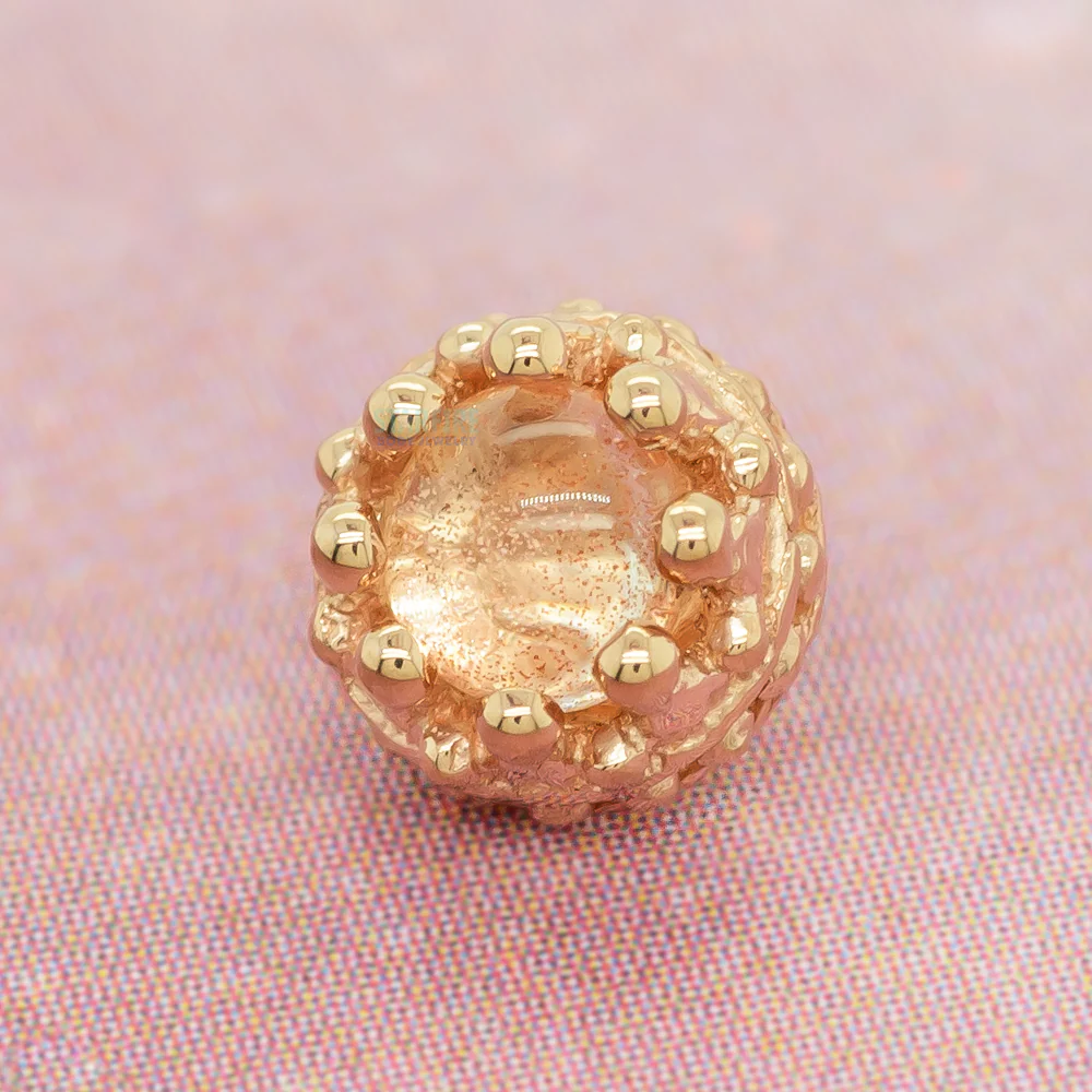 Crown Prong Threaded End in Gold with Oregon Sunstone - Image 2