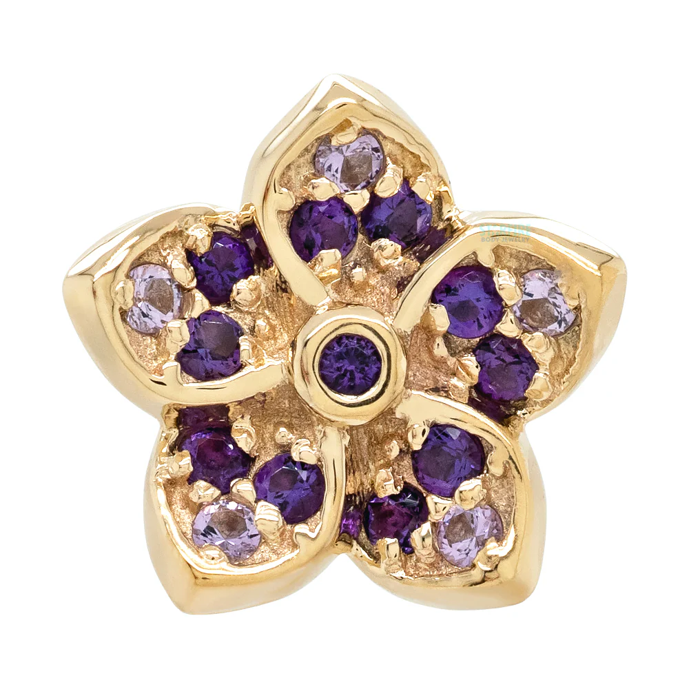 "Crystal" Threaded End in Gold & Platinum with Light Amethyst & Amethyst - Image 3
