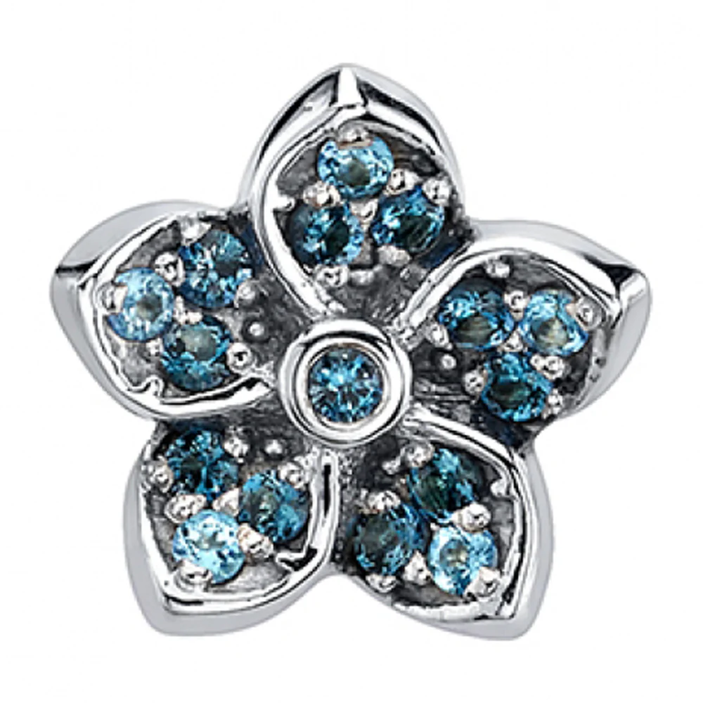 "Crystal" Threaded End in Gold & Platinum with Swiss Blue Topaz & London Blue Topaz - Image 2