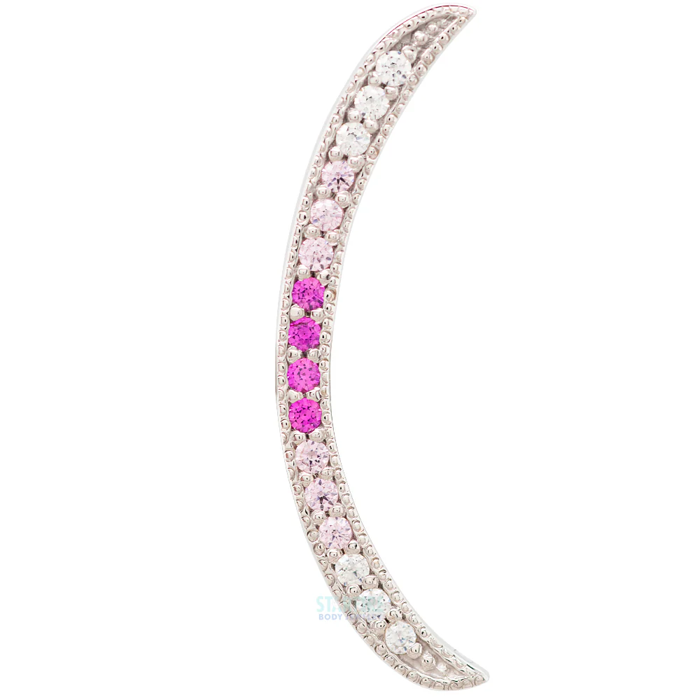 "Cumulus" Threaded End in Gold with White CZ, Pink CZ & Rubies - Image 3