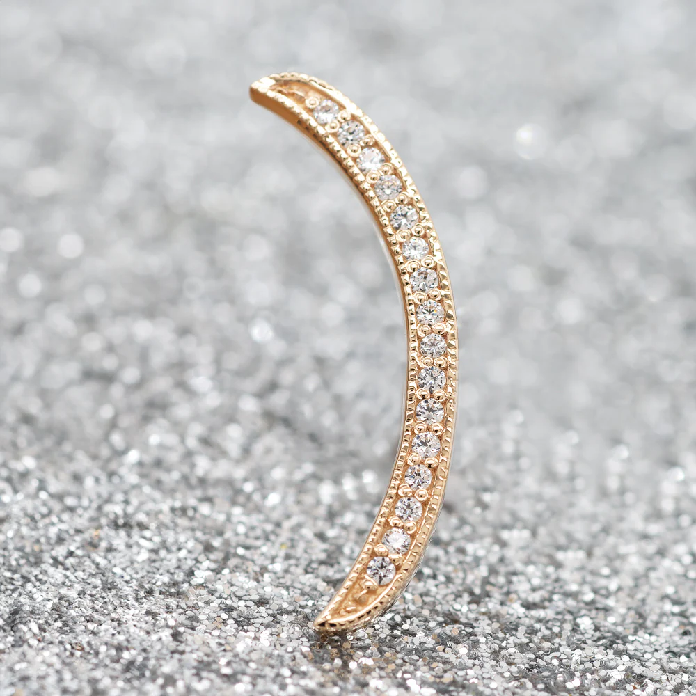 "Cumulus" Threaded End in Gold with White CZ's - Image 2