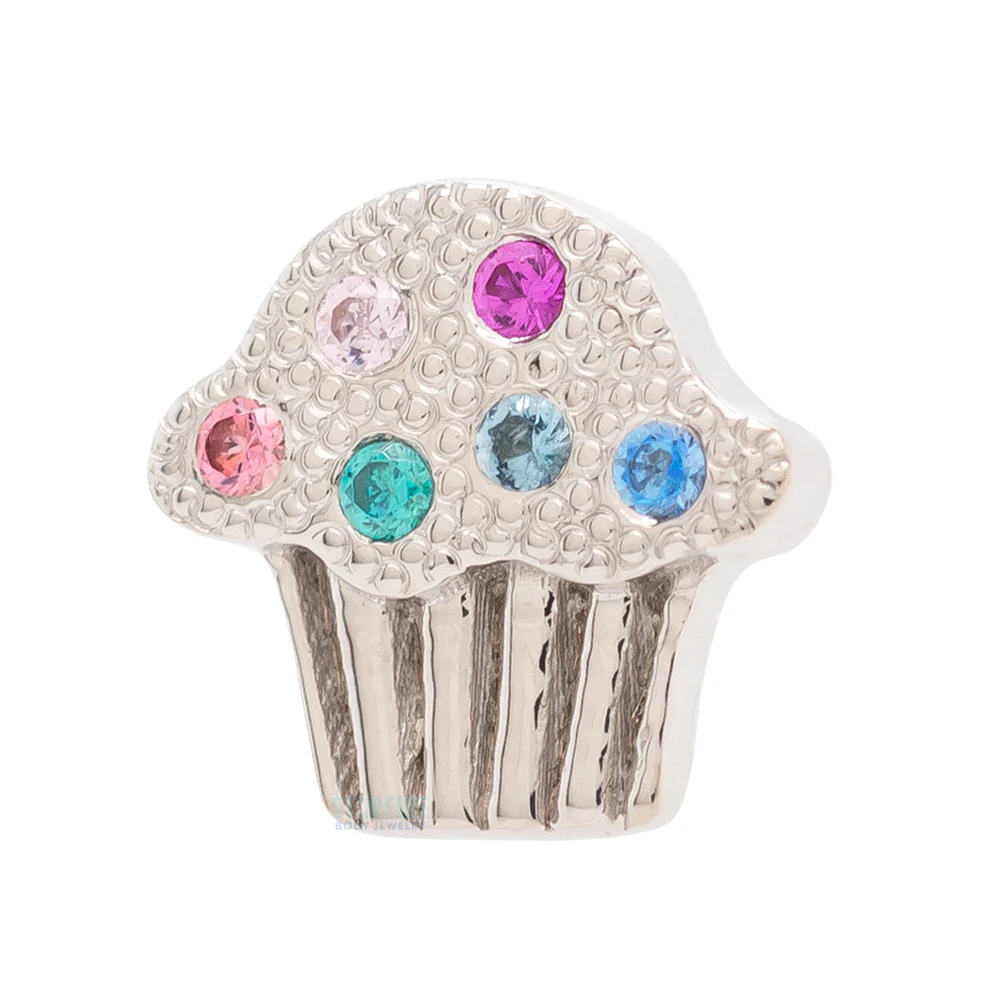 Cupcake Threaded End in Gold with Multi Color Gems - Image 2