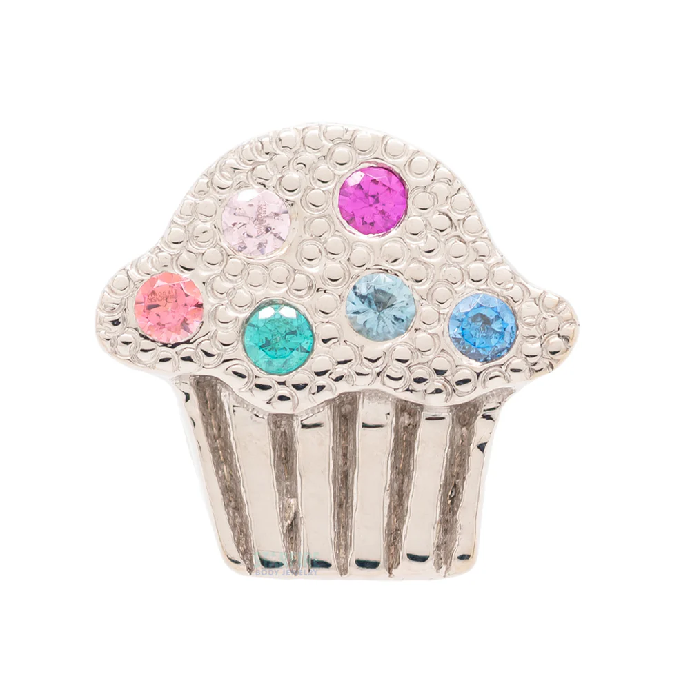 Cupcake Threaded End in Gold with Multi Color Gems - Image 3