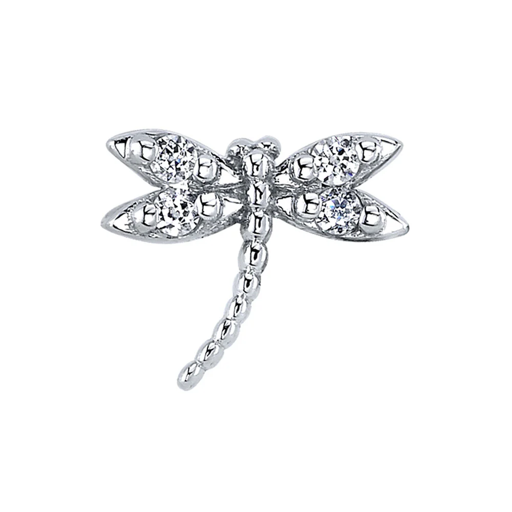 "Damselfly" Threaded End in Gold with White CZ's - Image 2