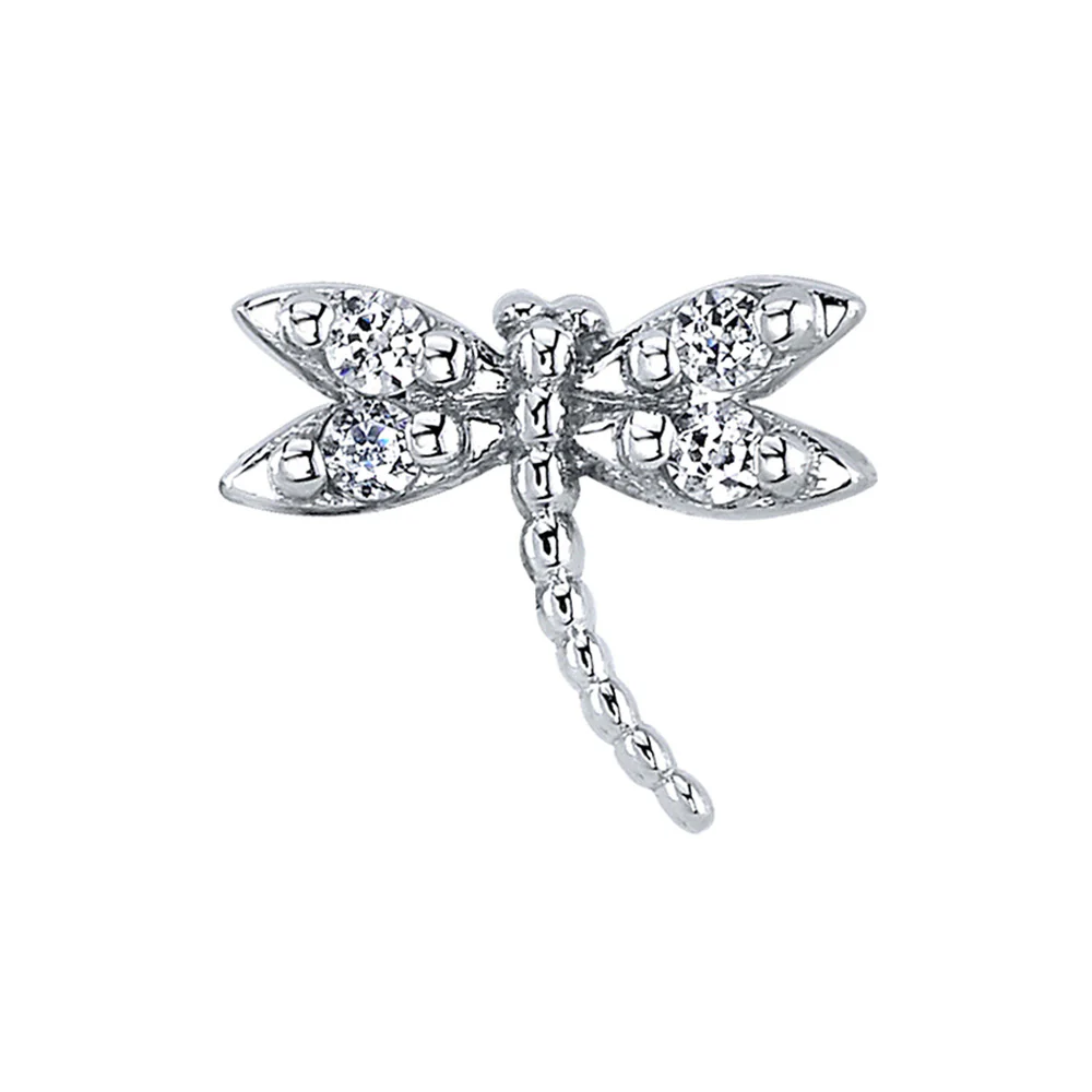 "Damselfly" Threaded End in Gold with White CZ's - Image 3