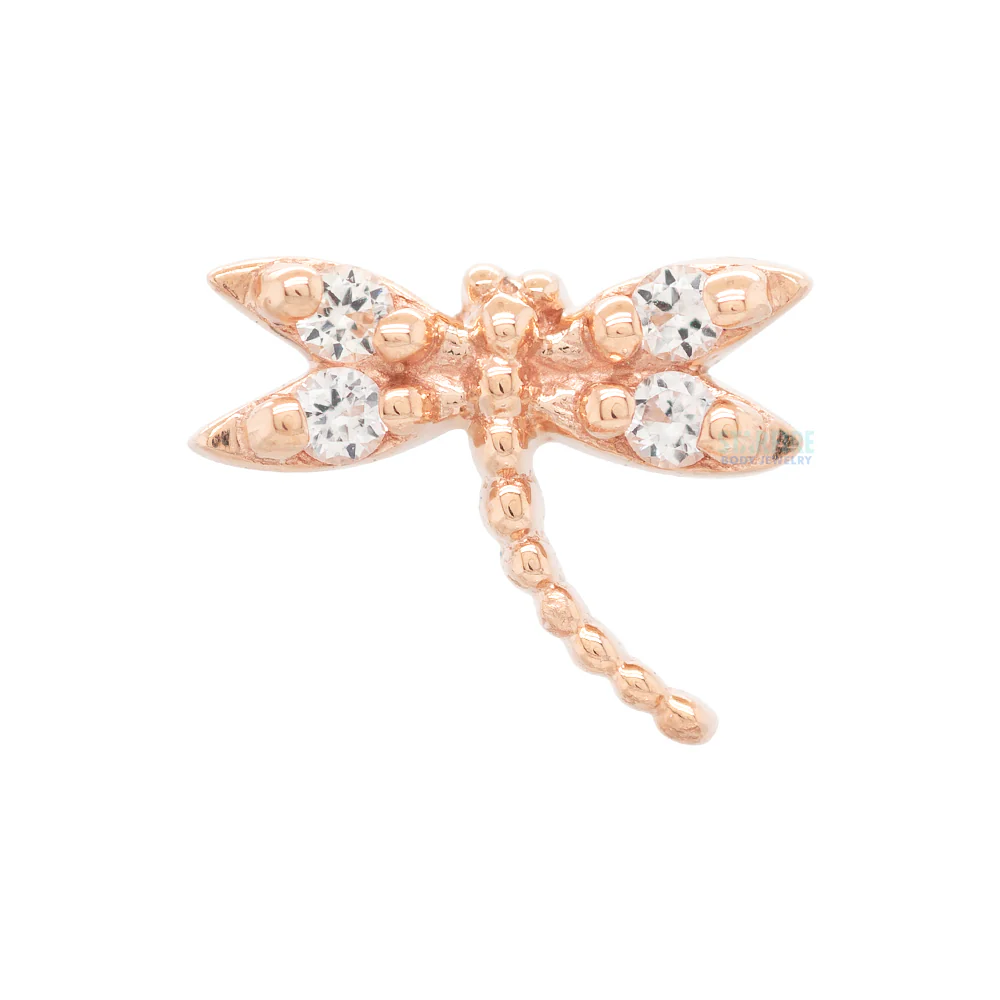 "Damselfly" Threaded End in Gold with White Sapphires - Image 3