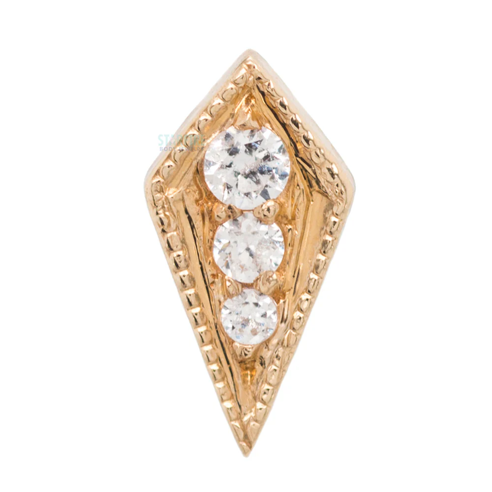 "Dario 3" Threaded End in Gold with White CZ's - Image 2