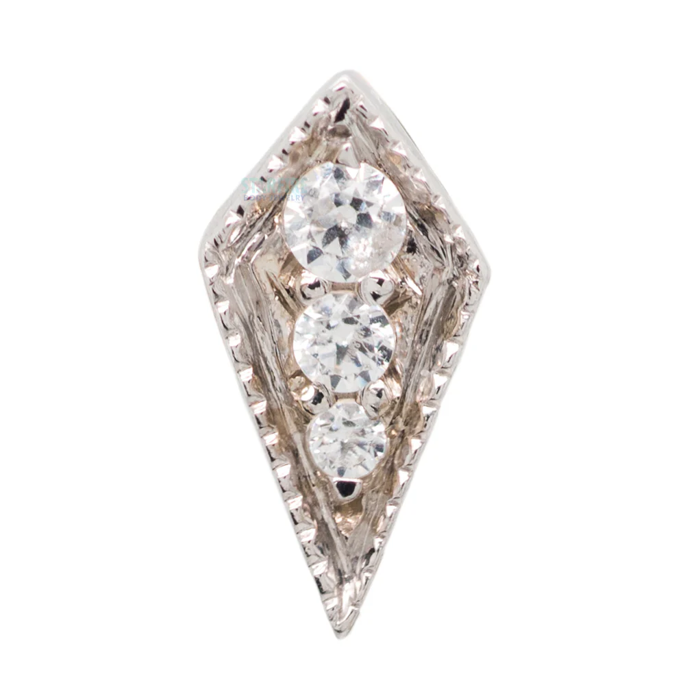 "Dario 3" Threaded End in Gold with White CZ's - Image 3