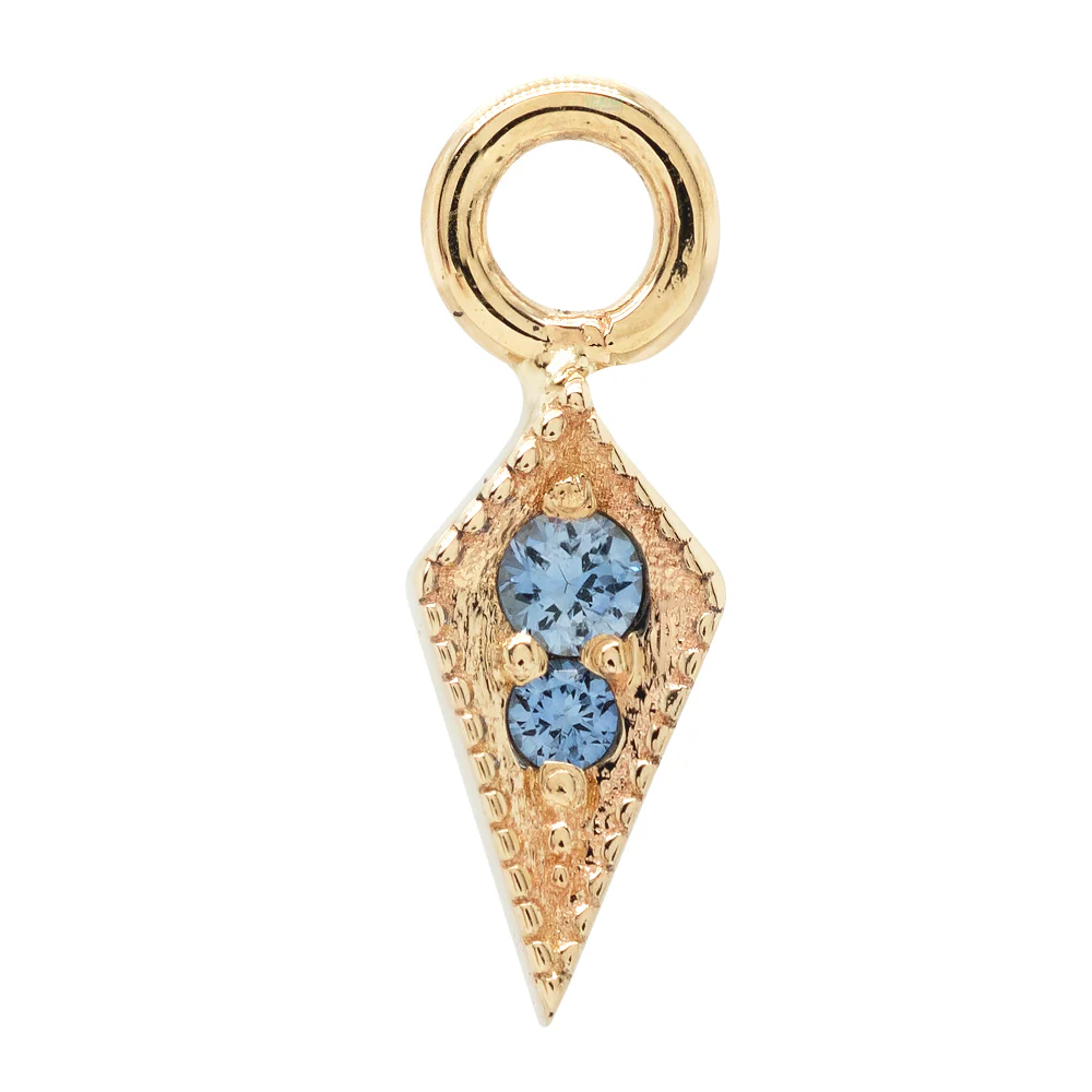 "Dario" Charm in Gold & Platinum with Polar Sapphires - Image 2