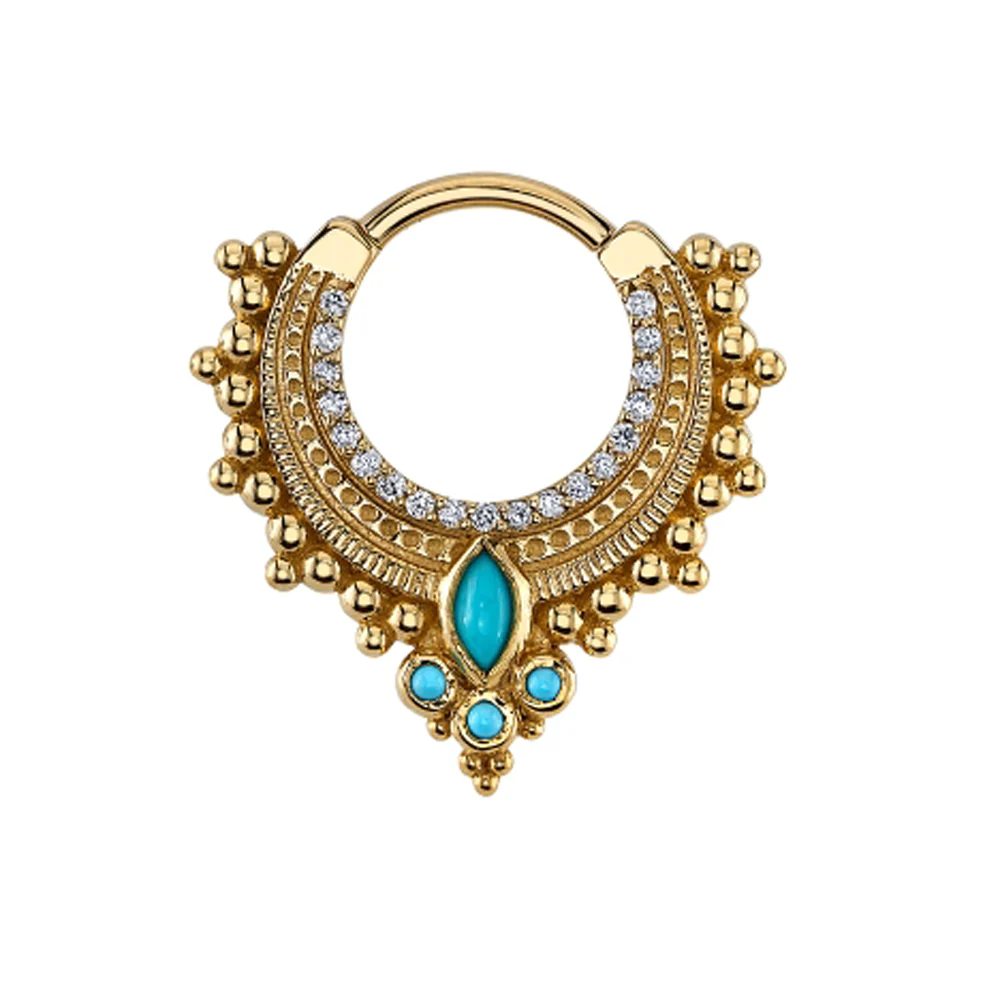 "Dionysus" Hinge Ring in Gold with DIAMONDS & Turquoise - Image 3