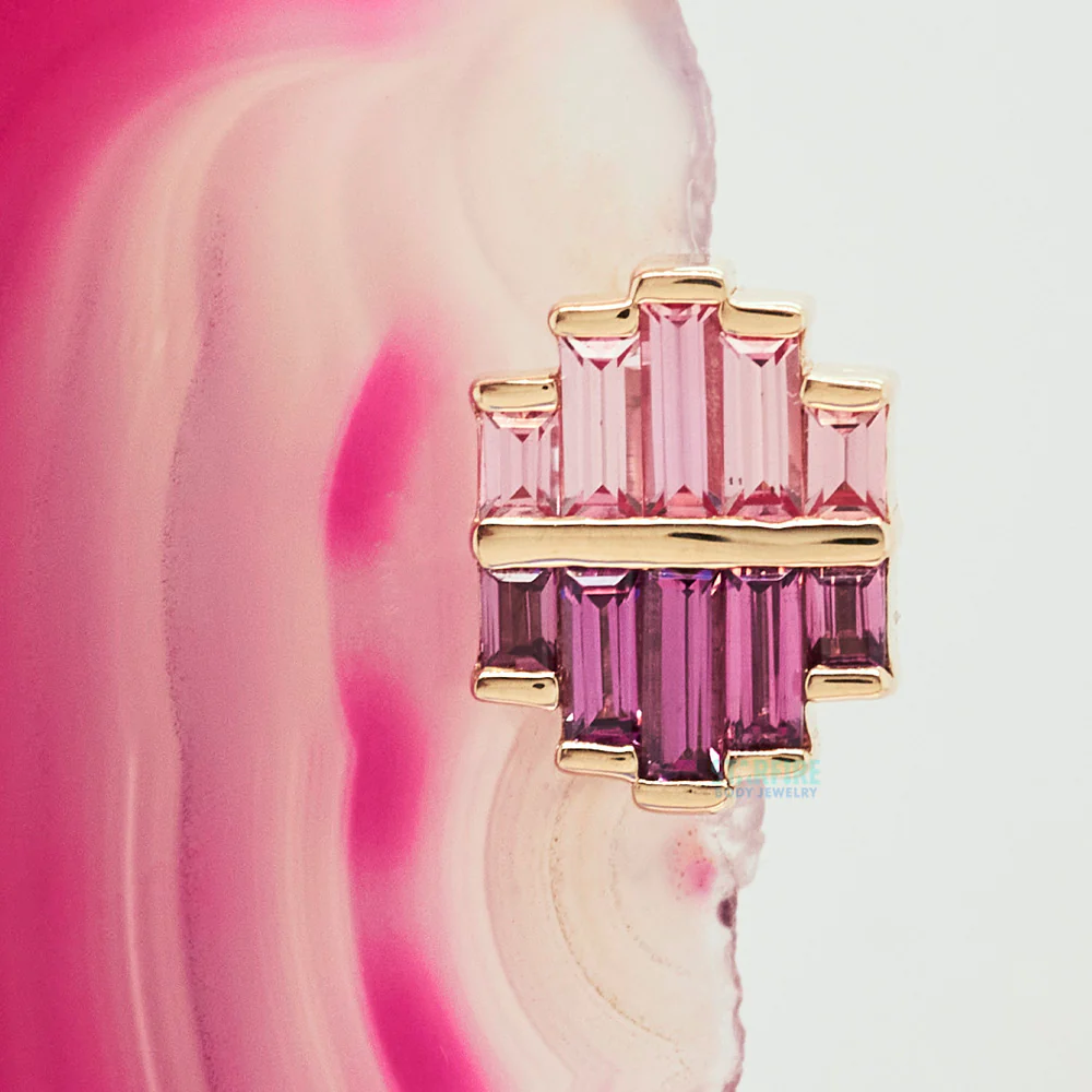 "Diplomat" Threaded End in Gold with Padparadscha Sapphire & Rhodolite - Image 2