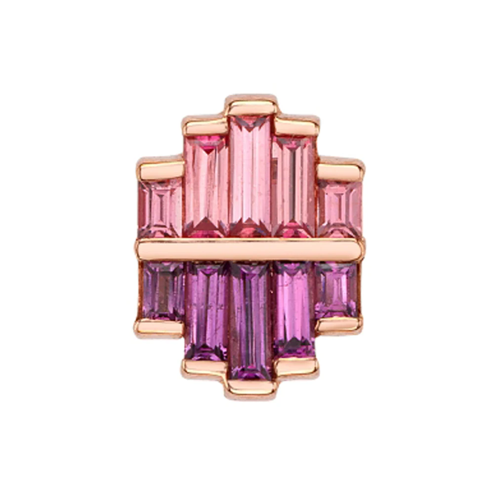 "Diplomat" Threaded End in Gold with Padparadscha Sapphire & Rhodolite - Image 3