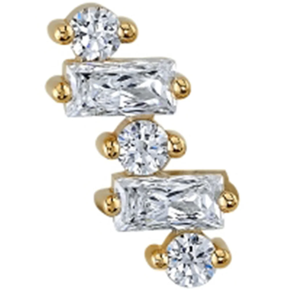 "Divina" Threaded End in Gold with White CZ's - Image 2