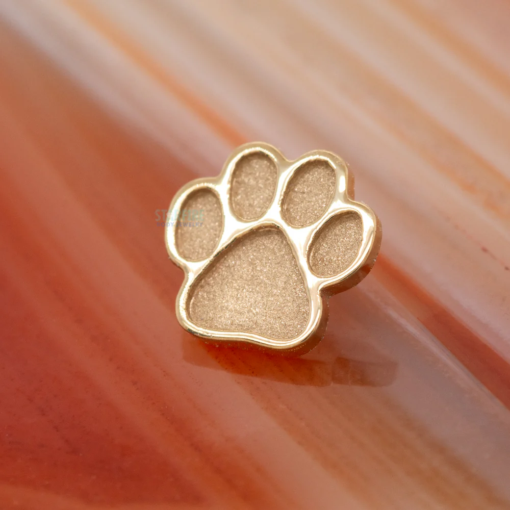 Dog Paw Print Threaded End in Gold - Image 2