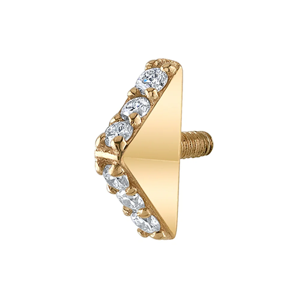 "Dominique" Threaded End in Gold with White CZ's - Image 2