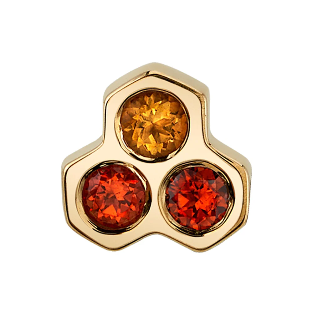 "Dulce" Threaded End in Gold & Platinum with Garnet & Citrine - Image 2
