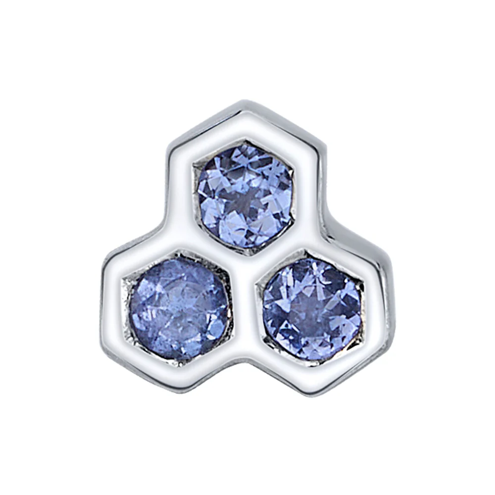 "Dulce" Threaded End in Gold & Platinum with Polar Sapphires - Image 2