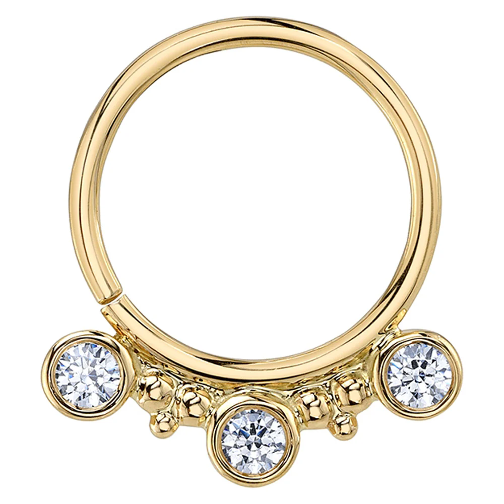 "Eden 3" Hinge Ring in Gold & Platinum with White CZ's - Image 2
