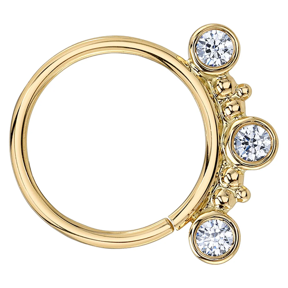 "Eden 3" Nostril Seam Ring in Gold & Platinum with DIAMONDS - Image 2