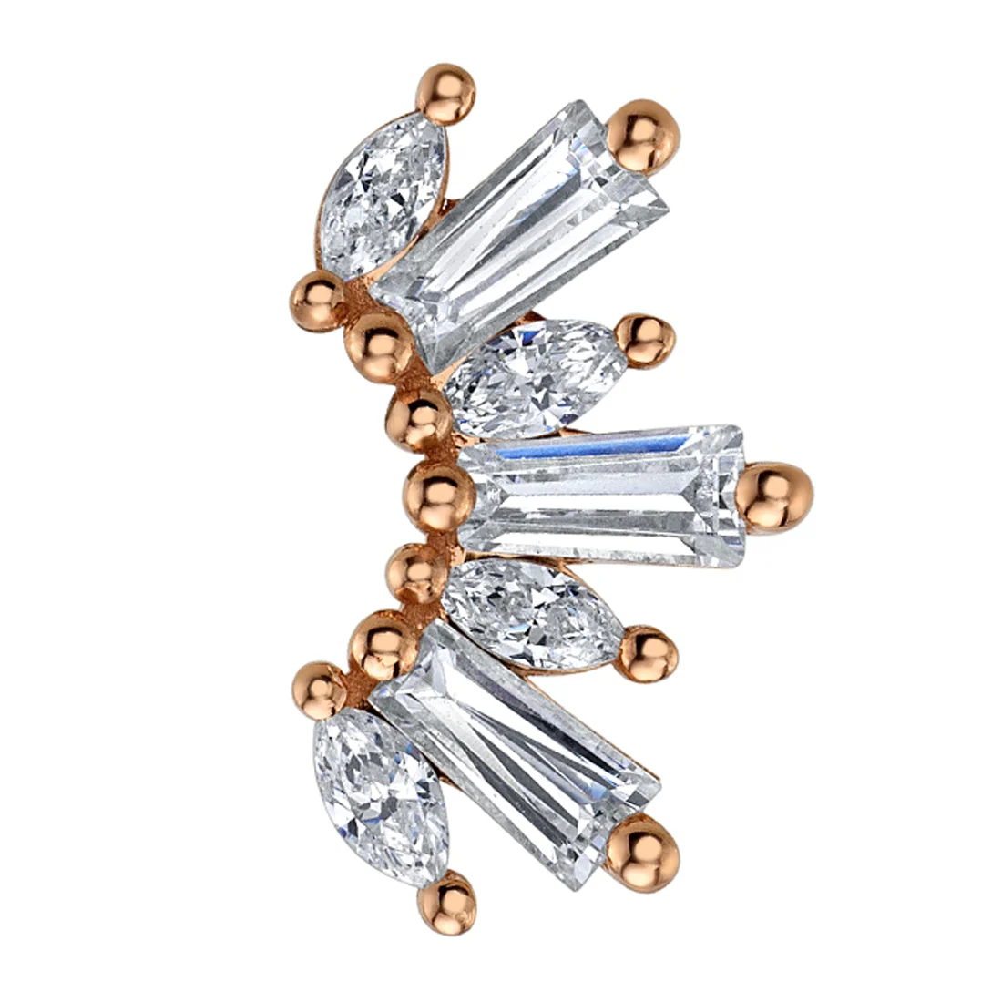 "El Rey" Threaded End in Gold & Platinum with White CZ's - Image 2