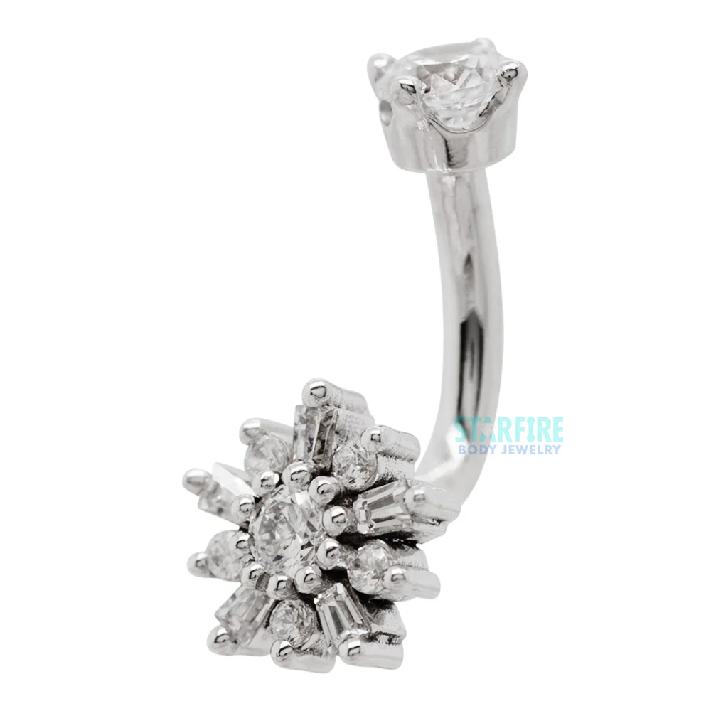 "Elaine" J Curve in Gold & Platinum with White CZ's - Image 3