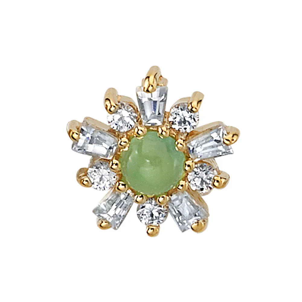 "Elaine" Threaded End in Gold with Chrysoprase & Diamonds - Image 2