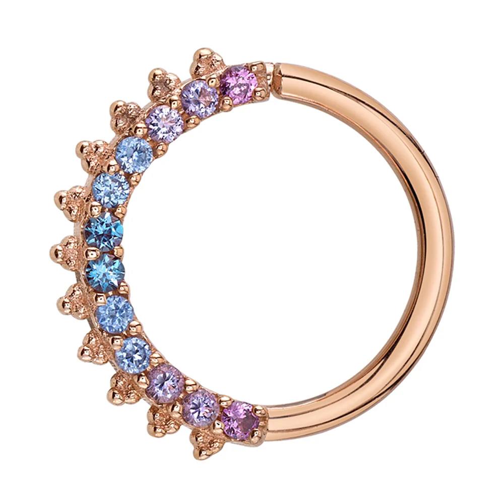 "Eleanor" Seam Ring in Gold with Chatham Alexandrite, Polar Sapphire, Light Amethyst & Rhodolite - Image 2