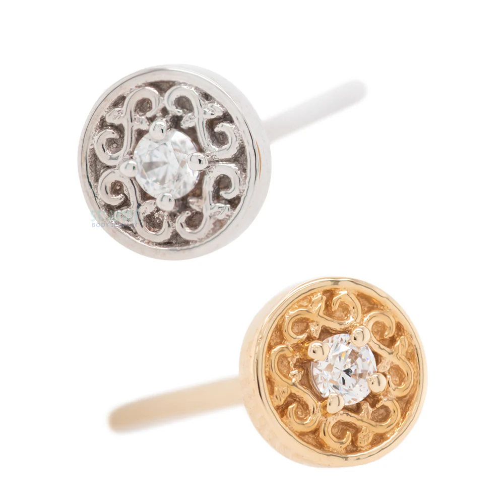 "Elizabeth" Nostril Screw in Gold with White CZ